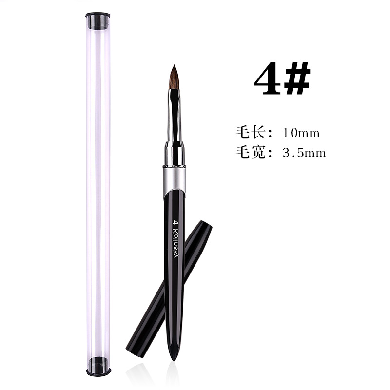 Amazon en stock metal varilla de uñas de pelo de visón pluma negro Kolinsky uñas de cristal pluma tallado cepillo