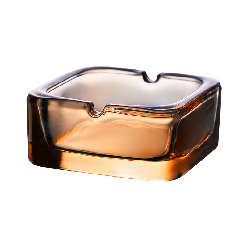 (2개) 두꺼운 유리 광장 재떨이 유럽 스타일 간단한 재떨이 스퀘어 크리스탈 호텔 비즈니스 룸 침실 재떨이