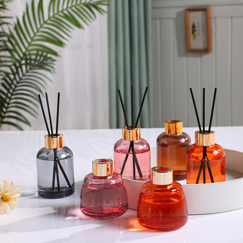现货批发圆柱型200ML玻璃香薰瓶藤条挥发空瓶无火香薰玻璃瓶