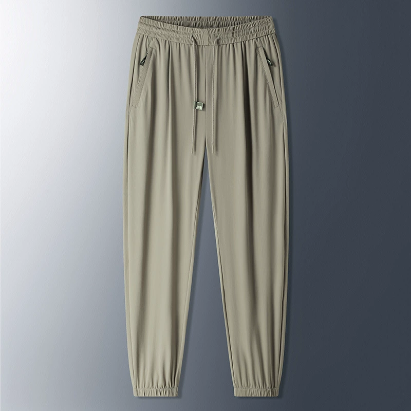 Новые штаны из ледяного шелка мужские летние тонкие повседневные спортивные быстрые сухие брюки прямые свободные девятибалочные брюки с кондиционером