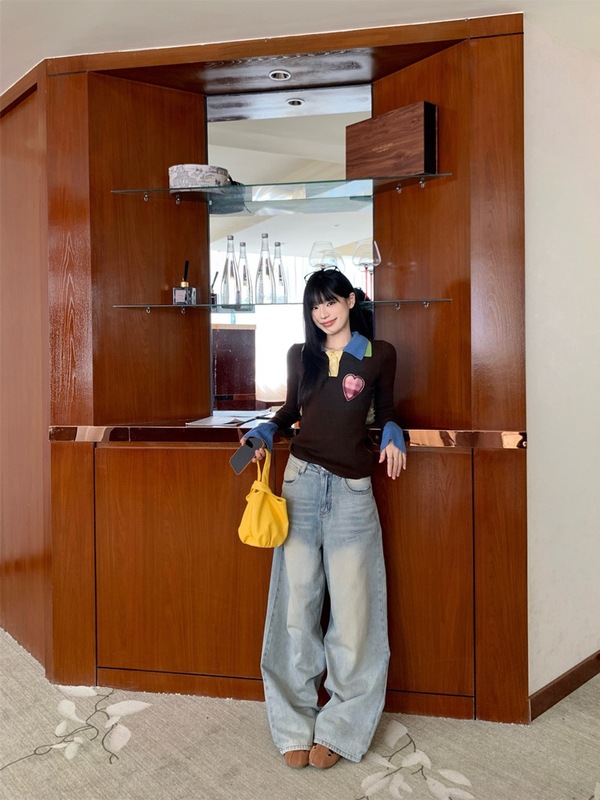 小众别致撞色气质长袖针织衫女装秋季修身显瘦chic上衣内搭打底衫|undefined