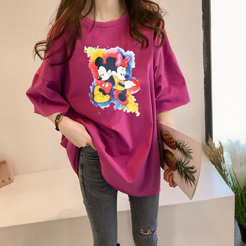 2026 New Summer Multi-Color T-Shirt Women's Short-Sleeved Loose Women's T-Shirt Women's Mid-Length Korean Style Mickey Student Women's Clothing 2026 New Summer Multi-Color T-Shirt Women's Short-Sleeved Loose Women's T-Shirt Women's Mid-Length Korean Style Mickey Student Women's Clothing