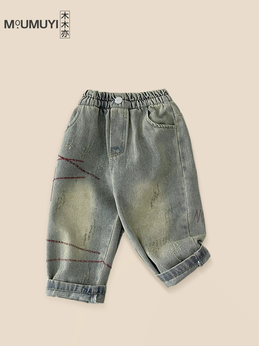 Джинсы осенние детские oversize, повседневные брюки для мальчиков, 2 цвета, размеры 90–140 см