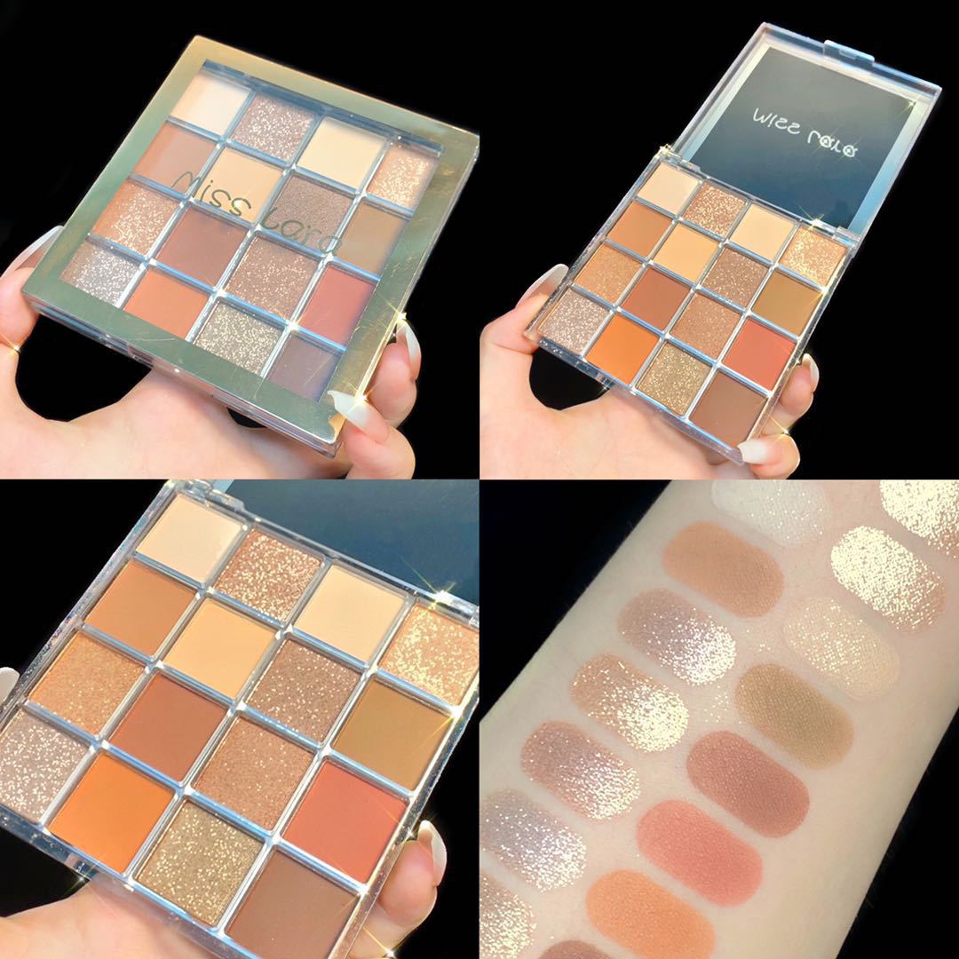Misslara 16-Farben-Lidschattennebel, Oberfläche, fein, glänzend, metallisch, Anfänger, Regenbogen, bunt, Lidschattenplatte_voghion.com