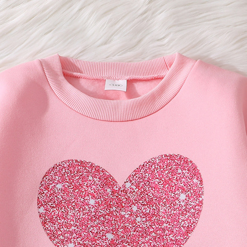 Children's European and American Set 2025 New Model for Older Children Spring Season Loving Long Sleeve Sweatshirt and Pants Leisure Two-Piece Set