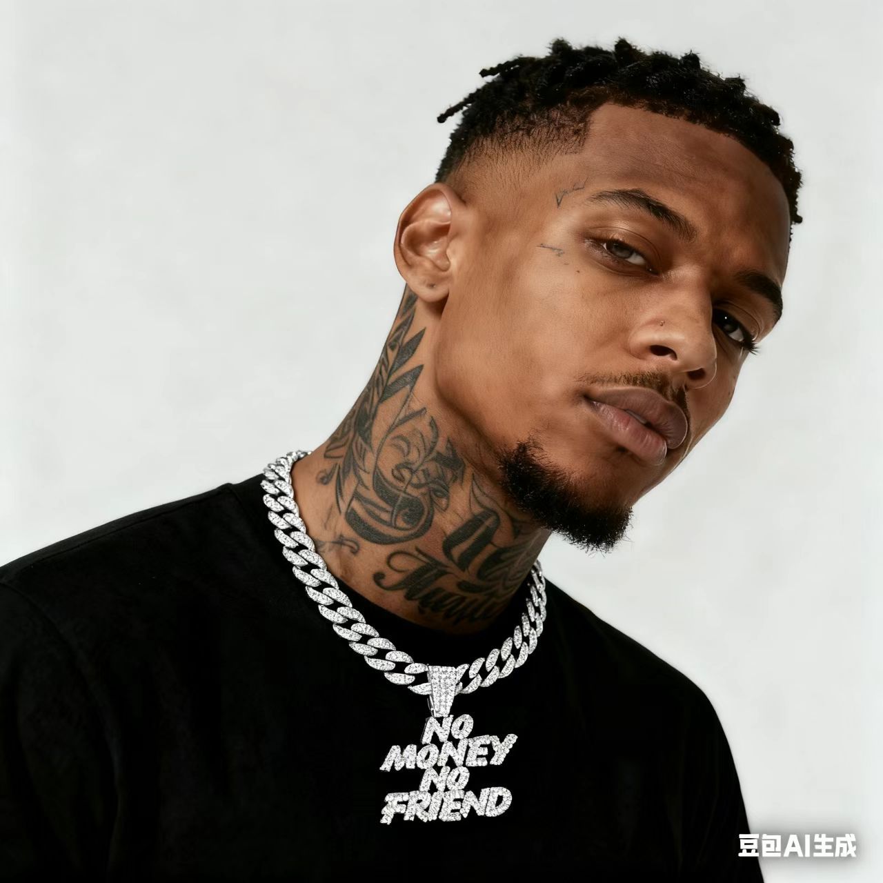 Nuevos productos europeos y estadounidenses llenos de letras de diamante NO MONEY NO FAIEND Hip Hop transfronterizo personalidad colgante de aleación cadena cubana