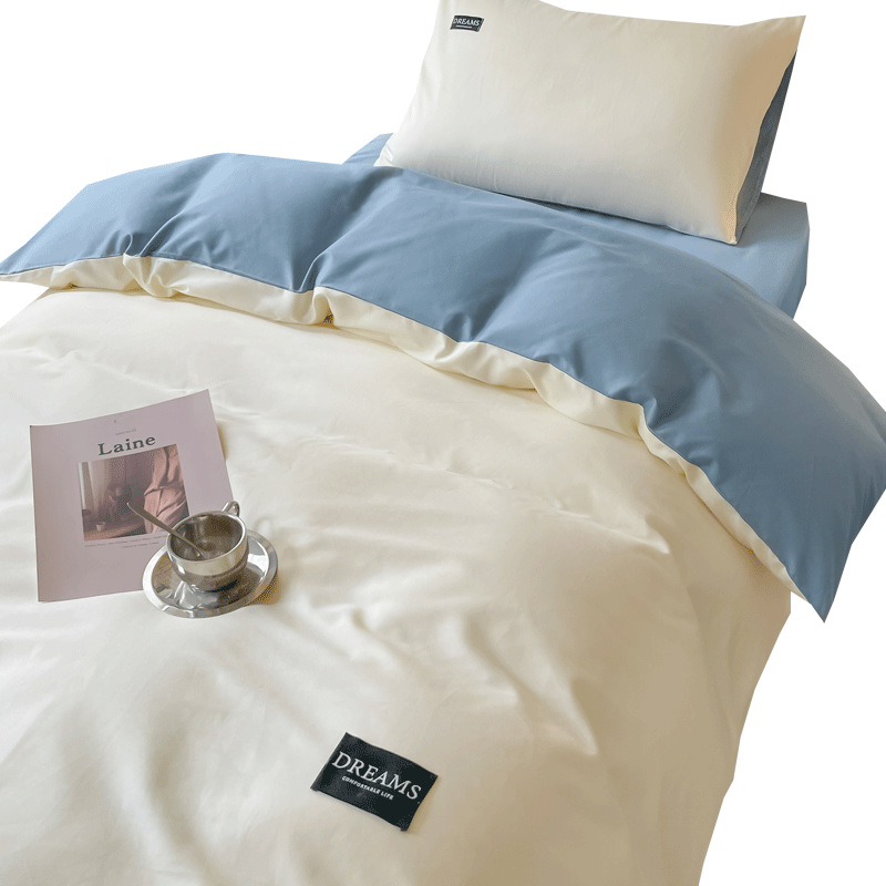 Dormitorio de estudiantes de tres piezas de cama de algodón, sábanas de algodón, colcha de cama de verano de cuatro piezas