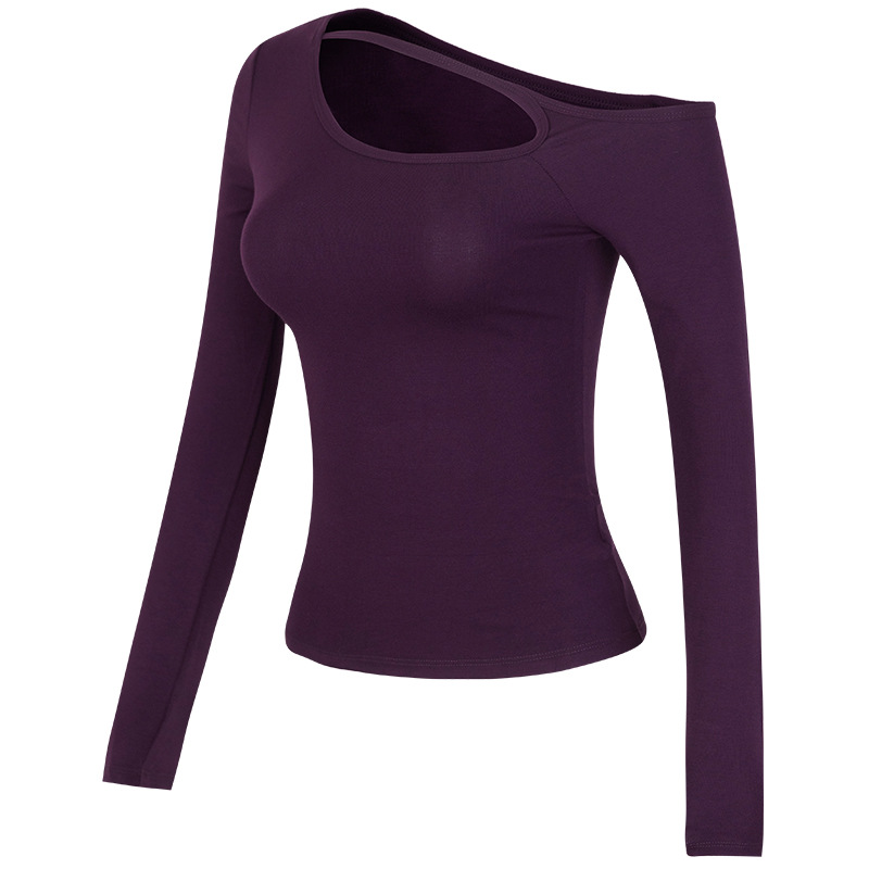 Cross-Border Herbst/Winter Pilates Damen Lauf-Yoga-Trainingsshirt mit Brustpolster, eng anliegendes Sport-Langarmshirt_voghion.com