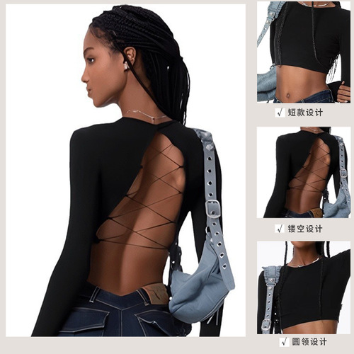 European and American foreign trade dance top long sleeve midriff-baring short women's running yoga clothes outdoor sports jacket with breast pad