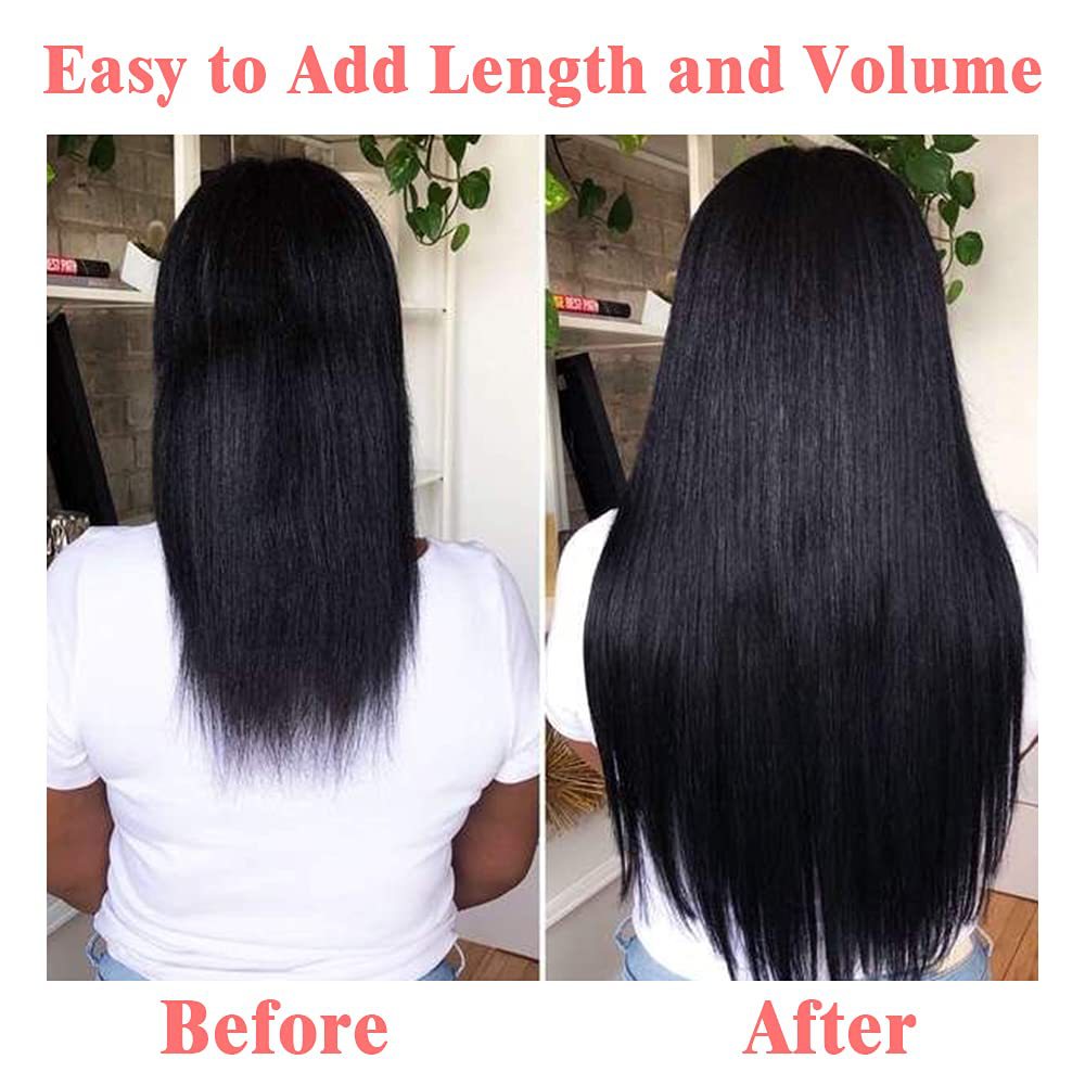 En stock Perruque européenne et américaine en vrais cheveux Clip cheveux Ensemble de 8 pièces Extension de cheveux Clip dans les cheveux Cheveux transfrontaliers en vrais cheveux raides_voghion.com