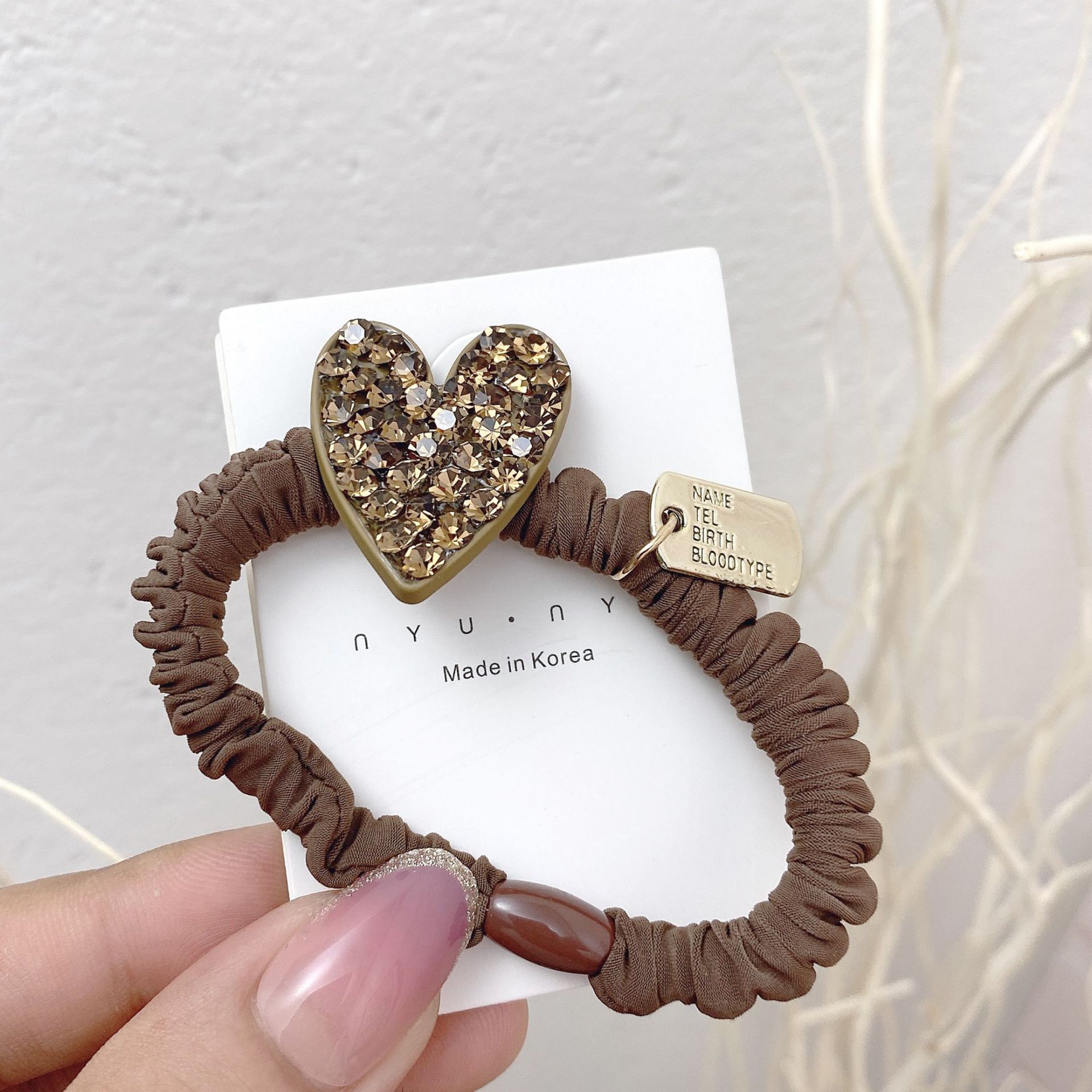 韩版简约捷克水钻爱心发圈 秋季新款几何形面膜发绳基础皮筋批发