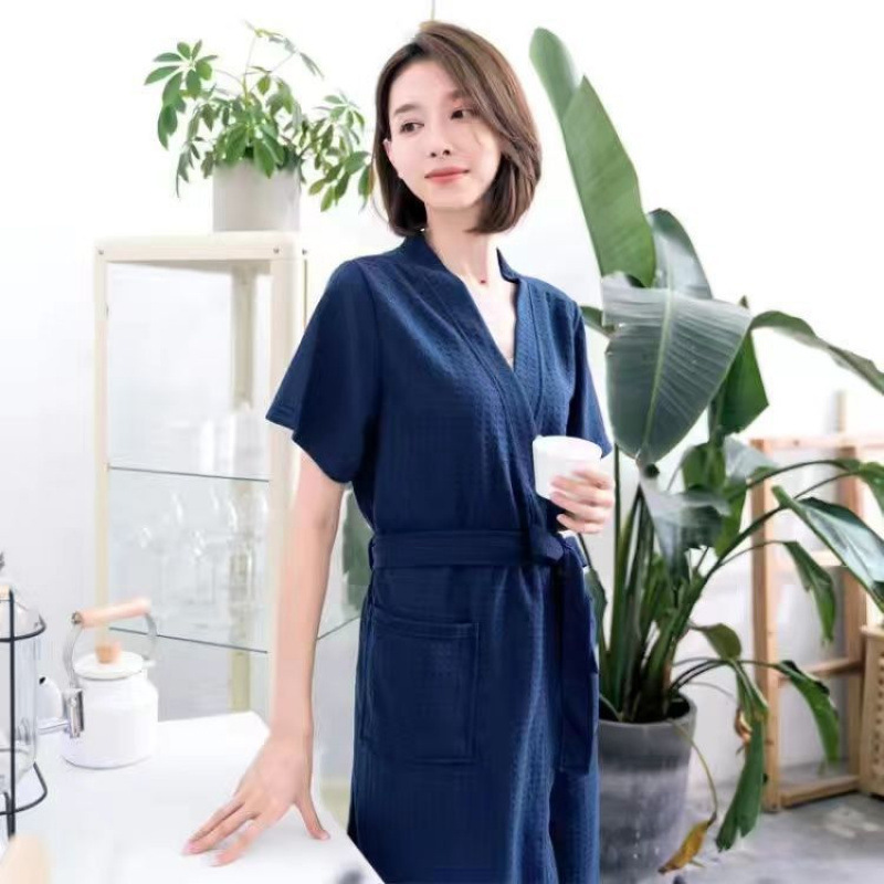 縁億春秋薄着ゆったり男女浴衣ホテル美容院バスローブ春夏朝着カップルパジャマ|undefined