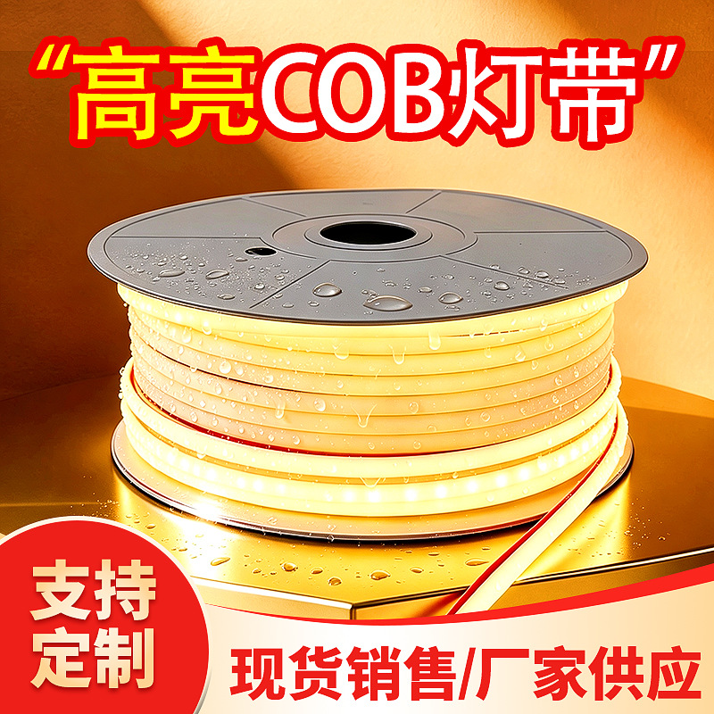 防水cob灯带实心硅胶led低压灯条户外鱼缸游泳池水下景氛围灯带