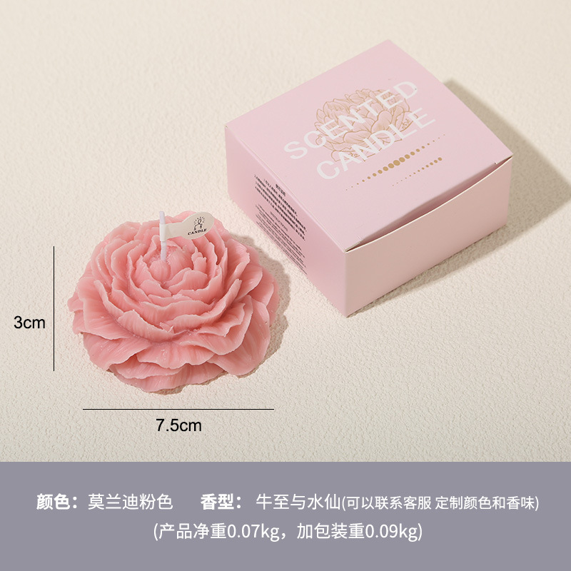 Peonía cera de cera de cera de soja interior regalo de mano estilo de mano de cumpleaños atmósfera de alto nivel regalo aroma