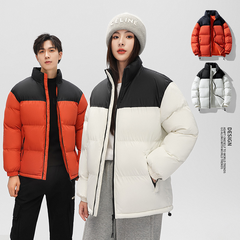 Chaqueta de algodón de pluma transfronteriza de moda de invierno para hombres, chaqueta de algodón casual de pareja, chaqueta de algodón suelta y gruesa