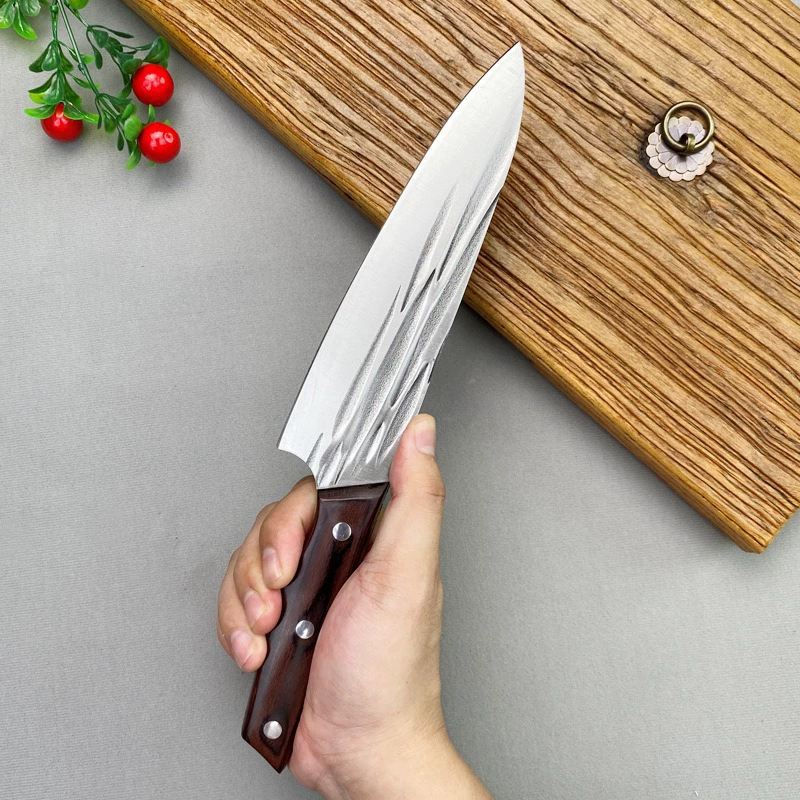 Кованый нож Longquan для нарезки, кухонный нож с разноцветной деревянной рукоятью, бытовой кухонный нож для ломки, поварской нож, острый японский поварской нож