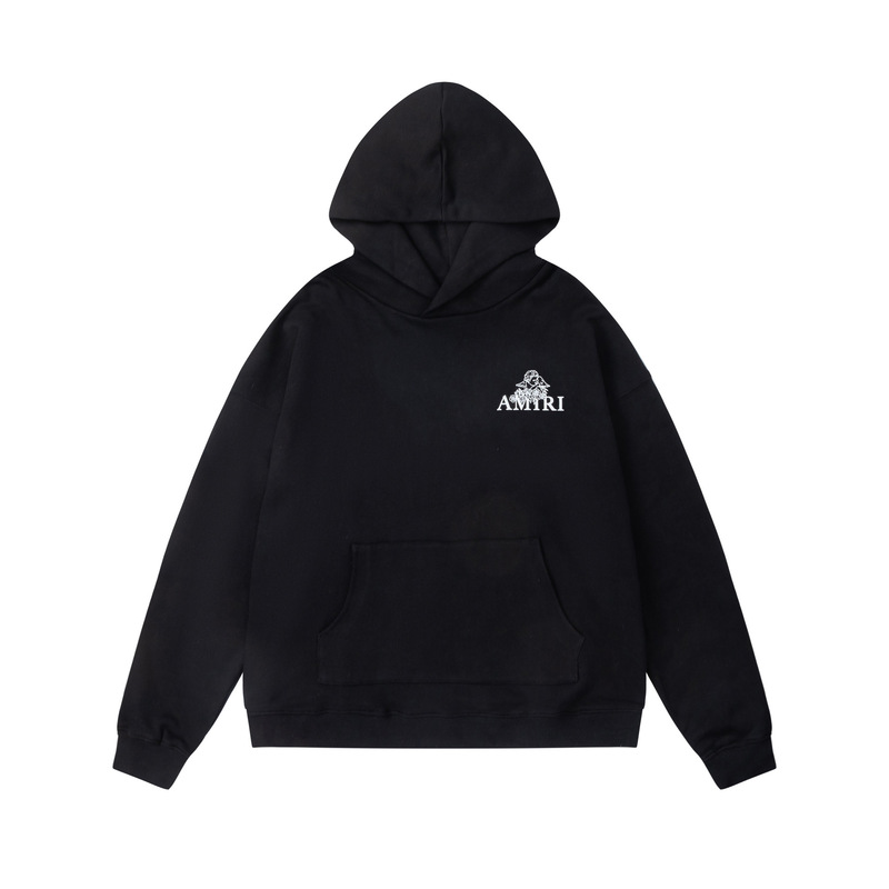 High Version Beauty Trendy AMIRI Angel Cupid Cupid Steel Fork Foam Printed Men's and Women's Hooded Terry Sweaters