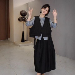 韩系时尚设计感不规则飘带无袖马甲女2025早秋新款百搭一粒扣坎肩