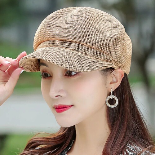 Summer Women's Octagonal Hat Breathable Bell Hat Spring Outing Sunshade Grass Hat Fashion British Duckbill Hat