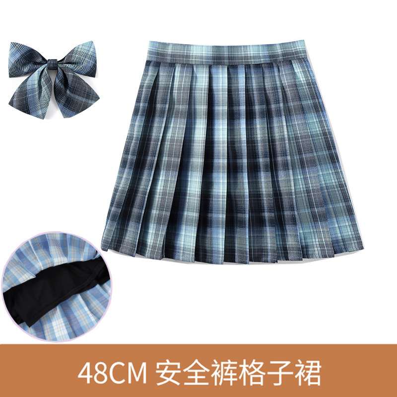 48CM现货内衬安全裤制服格子学院日系百褶班服校服学生短半身女裙|undefined