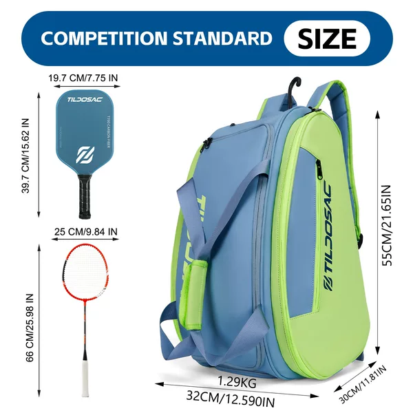 Professional Pickleball Bag, Badminton Bag, Tennis Bag, Independent Shoe Compartment, Large Capacity, Multi-Functional Pickleball Racket Bag