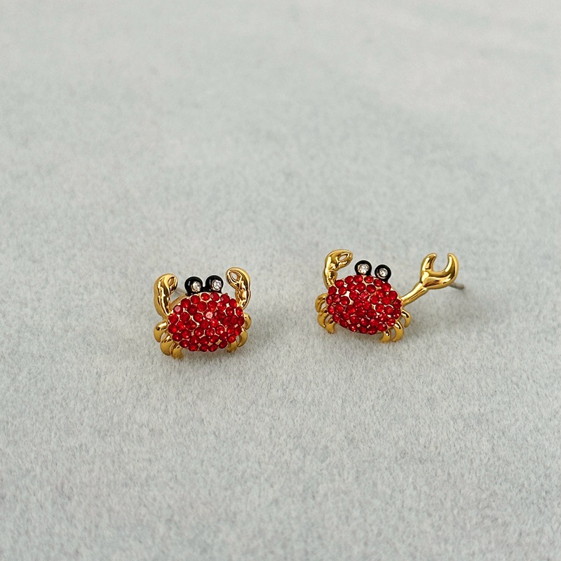 Daily Occasion 1 Pair Cute Japanese Style Crab Plating Brass Zircon Ear Studs