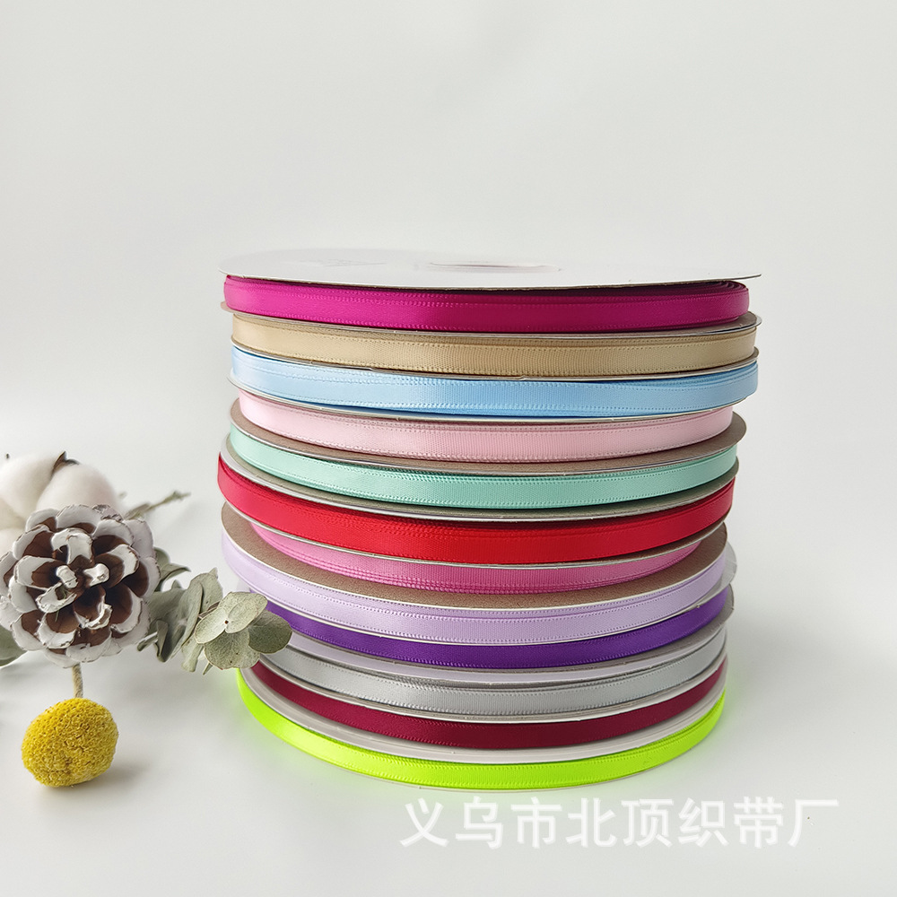 6mm poliéster cinta flores pastel de regalo embalaje cinta hecha a mano arco cinta en stock al por mayor