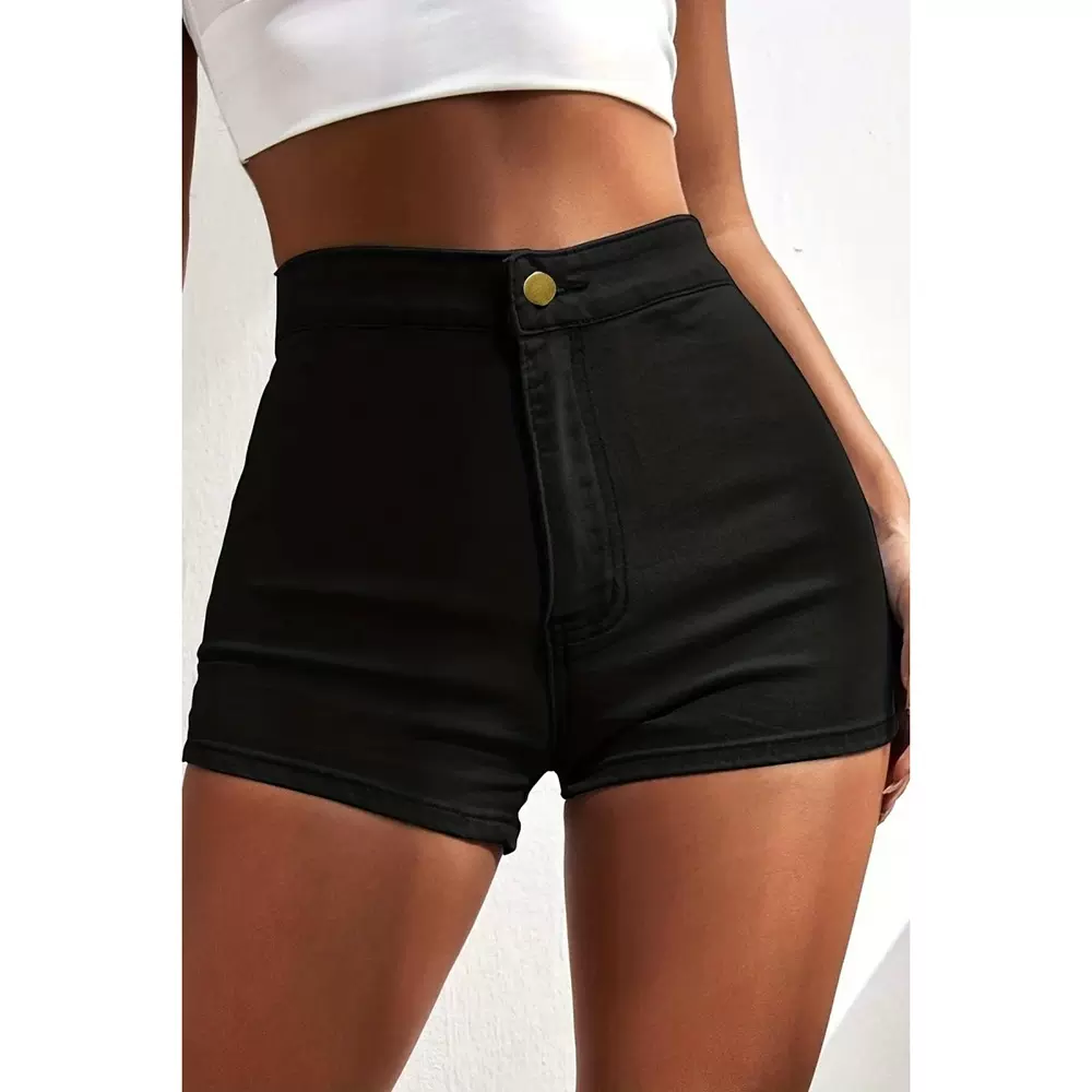 跨境牛仔短裤女2025新款夏季高腰显瘦弹力辣妹紧身包臀a字热辣裤
