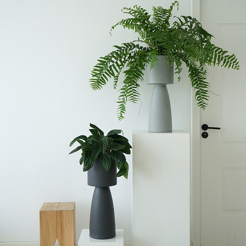 Nordic creative floor-standing tall flowerpot large special-shaped light luxury living room art overlord fern set basin high-foot ornaments