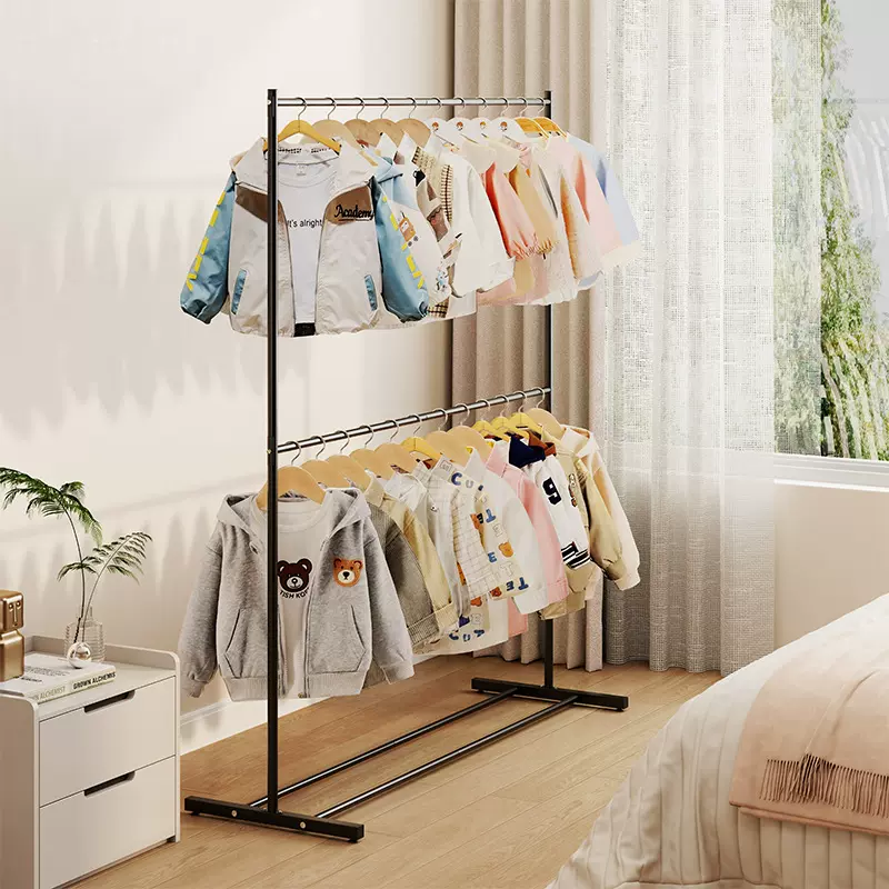 衣帽架落地双层挂衣架子卧室家用网红阳台晾衣架简易省空间置物架