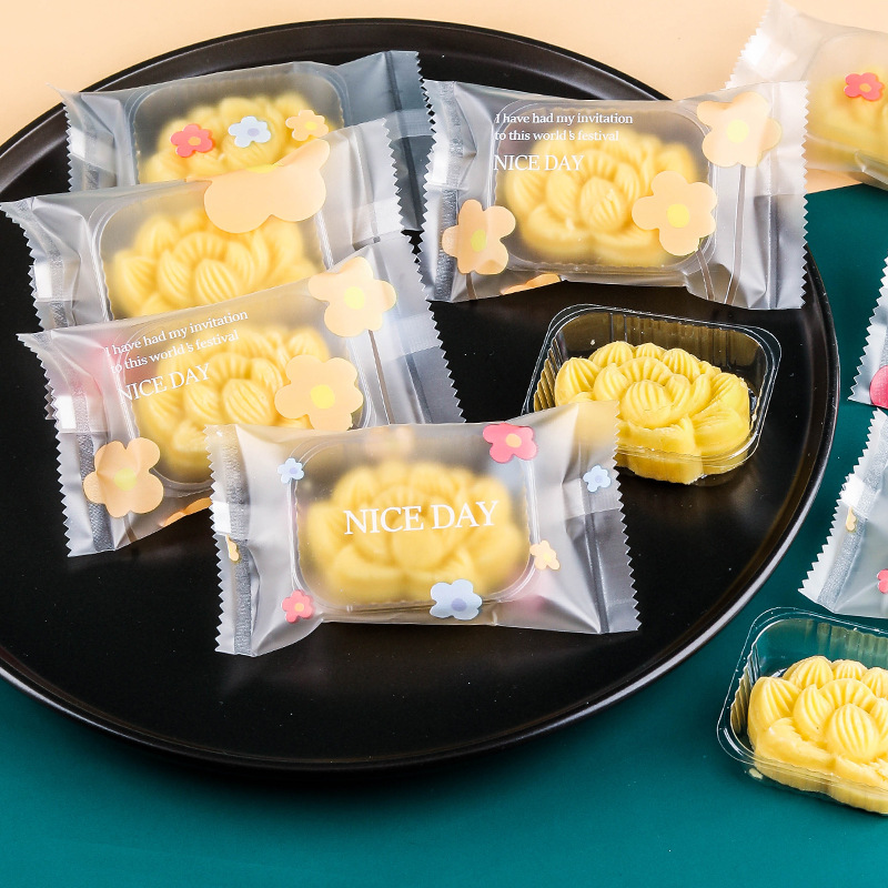 新款加厚花朵绿豆糕机封袋小清新哑膜四合一凤梨酥包装袋点心包装