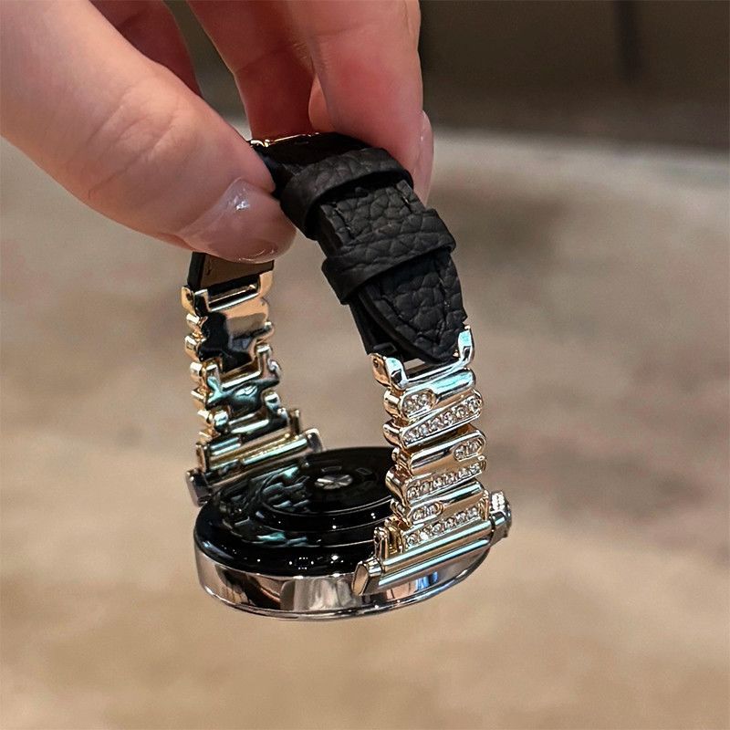 Suitable for Huawei Gt6 Watch Strap Gt5 Watch Asymmetrical Diamond Pebbled Leather Watch5/4Pro Female Gt4