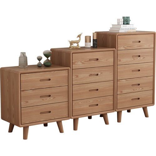 Ash wood chest of drawers solid wood bedroom furniture bedside table with drawer storage storage cabinet chest of drawers log cabinet