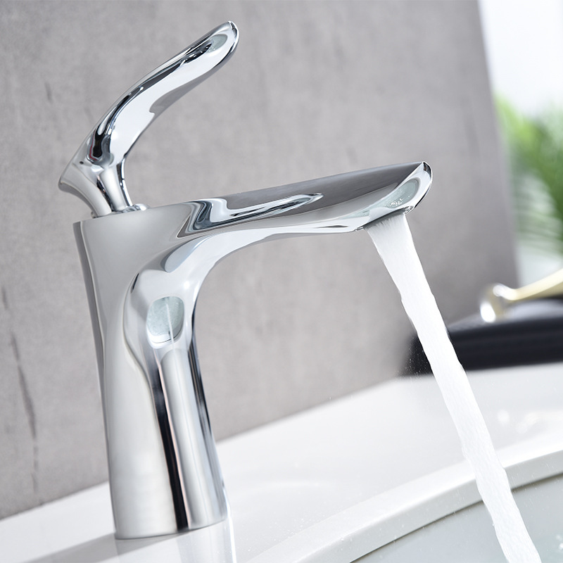Jiumu all-copper Nordic-style golden washbasin faucet, bathroom, single-hole cold and hot water washing basin, washbasin and countertop undefined