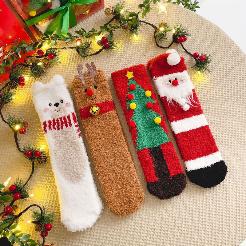 Christmas Socks for Women, Coral Fleece, Autumn and Winter, Thickened, Warm Floor Socks for Winter, Cartoon Accessories, Little Deer Christmas Socks Christmas Socks for Women, Coral Fleece, Autumn and Winter, Thickened, Warm Floor Socks for Winter, Cartoon Accessories, Little Deer Christmas Socks