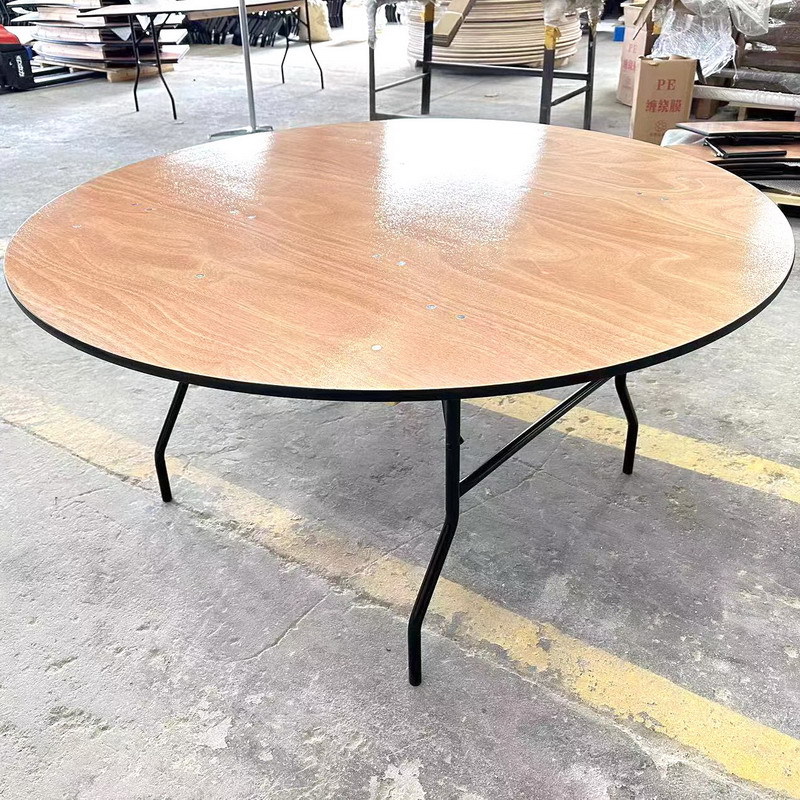 木制圆形户外折叠桌美式可折叠宴会桌可折叠圆桌方桌折叠脚餐桌子