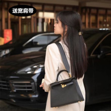 宽肩带高级质感凯莉包包女2023春夏新款真皮手掌纹单肩斜挎手提包