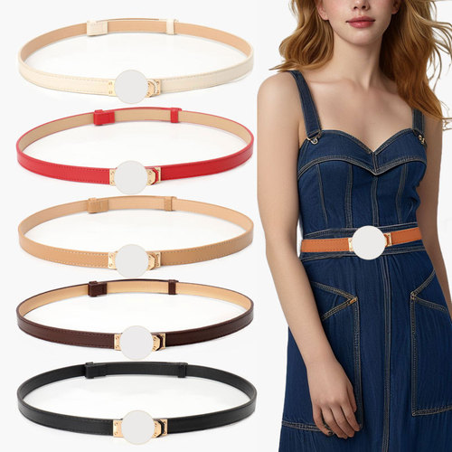 Women's Adjustable Fine Waist Belt, Unisex Dress Jacket Slimming Korean Version High-Grade Buckle Women's Belt