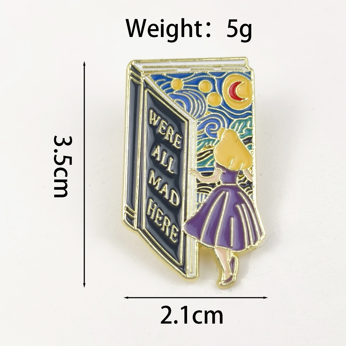 Estrella europea y americana Noche de luna y princesa Broche de aleación Diseño de aceite de gota Adornos geométricos de dibujos animados Insignia de vestir Pin de cuello