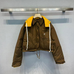 南油女装25秋冬新款宽松百搭撞色连帽拼接假俩件棉服夹克外套女