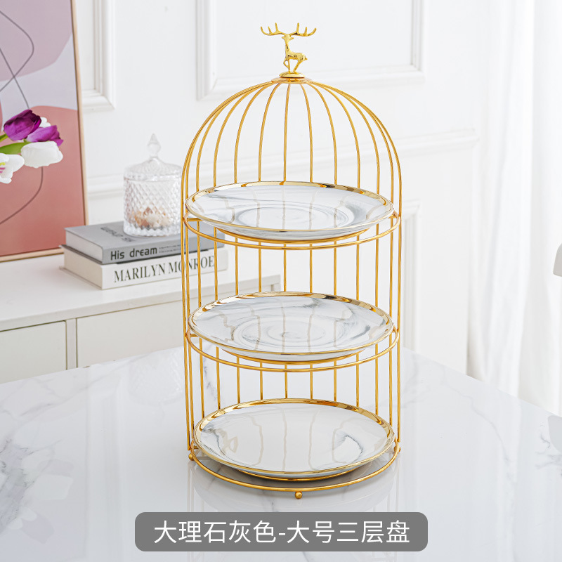 Estilo nórdico cerámica multi-capa plato de fruta sala de estar tarde té postre mesa de postre bandeja de la torta de lujo ligero soporte de exhibición