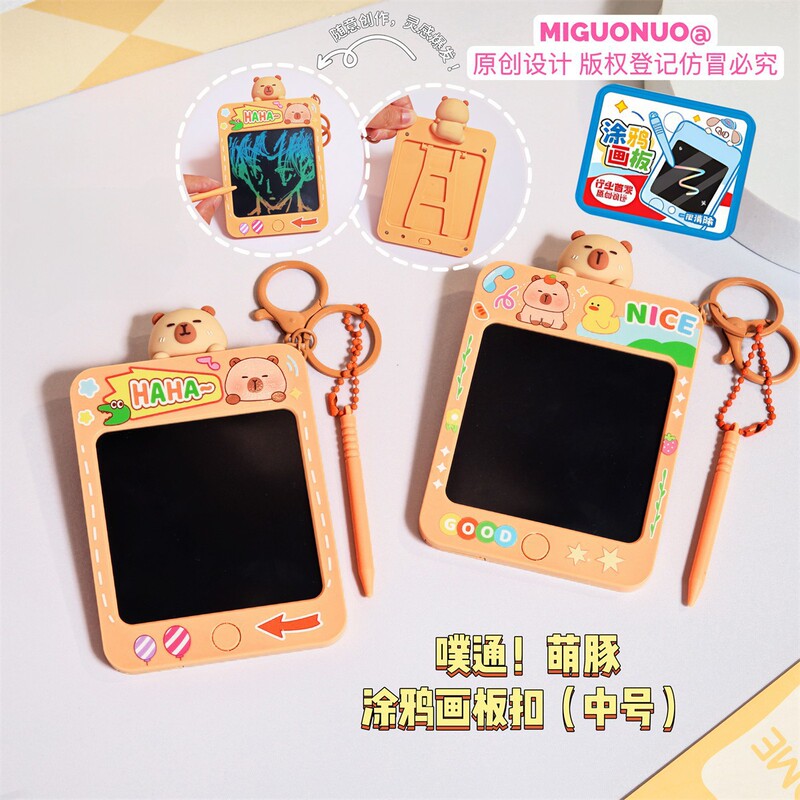 Cute Dolphin Capybara Medium Graffiti Drawing Board Keychain Fun Portable Writing Message Board Couple Bag Pendant