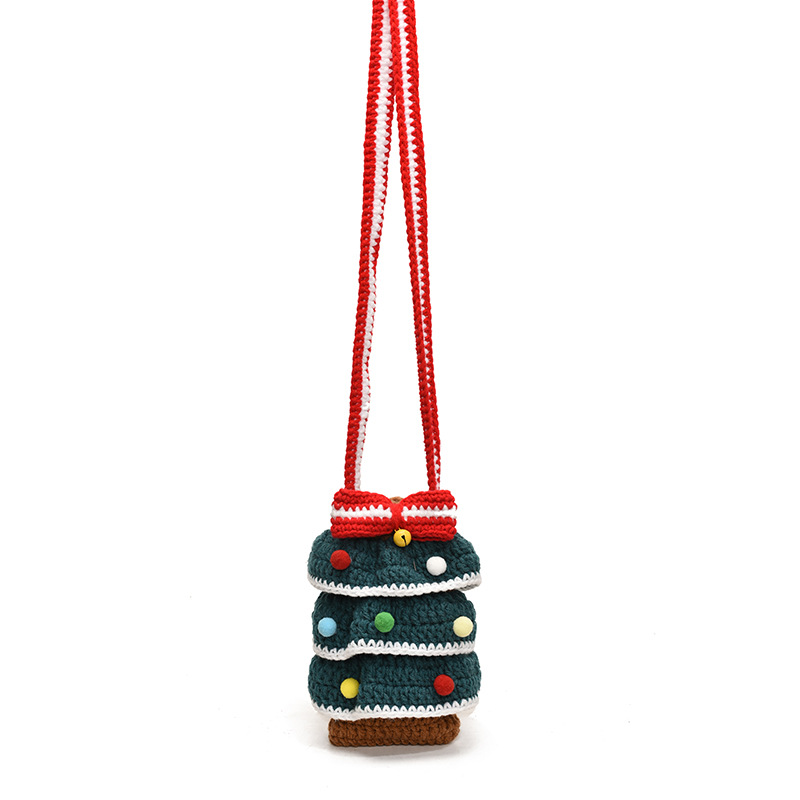 Nuevas bolsas de hombro para niños y niñas dibujos animados lindos árbol de Navidad bebé bolsas de cubo de agua ganchido a mano bolsas para niños