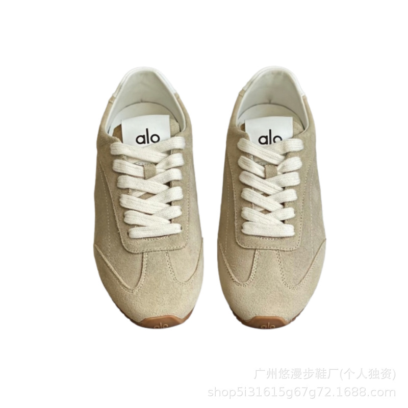 Alo cuero retrógrado zapatos de entrenamiento alemán para mujeres 2026 primavera y otoño nuevos zapatos casuales planos con cordones transpirables zapatos deportivos de pareja