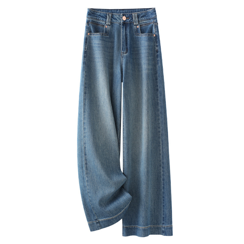 Blue Retro Straight-Leg Jeans for Women 2025 New Autumn High-Waisted Loose Slimming Versatile Wide-Leg Cropped Pants Blue Retro Straight-Leg Jeans for Women 2025 New Autumn High-Waisted Loose Slimming Versatile Wide-Leg Cropped Pants