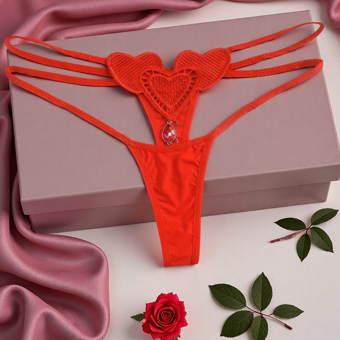 Embroidered diamond women with rhinestone thong sexy transparent hollow ice silk women's underwear processing custom proofing