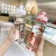New Style Straight Cup with Scale for Outdoor Sports Large-Capacity Transparent Frosted Plastic Cup Student Sealed Leak-Proof Water Cup
