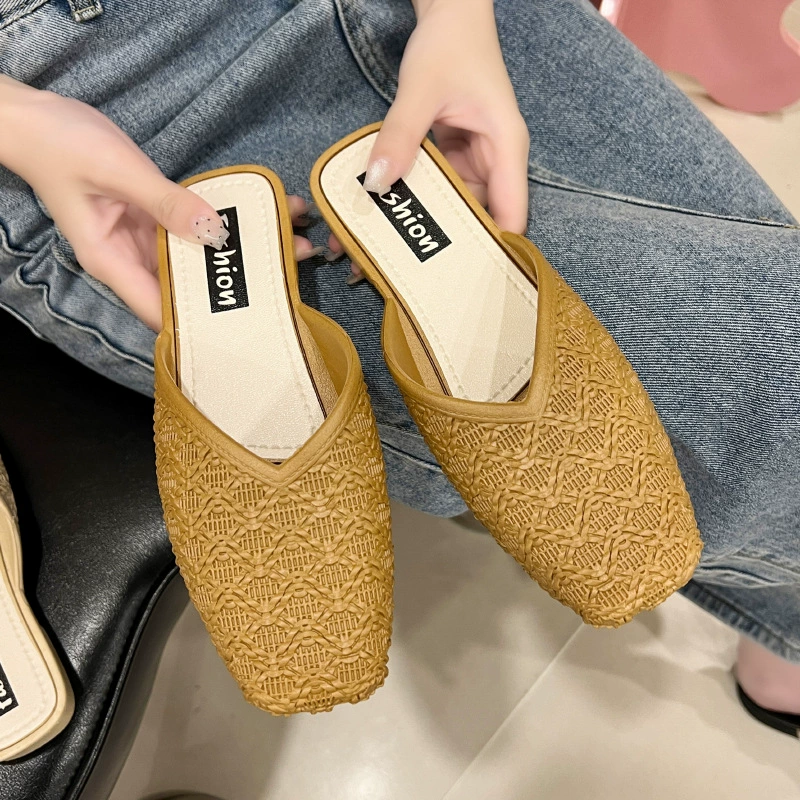 Новая мода на открытом воздухе пляжные сандалии один педаль женские тапочки дикие легкие противоскользящие удобные мягкие подошвы и износостойкие наружные носки