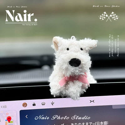 Dashboard Screen Decoration, Car – Car ornaments - pink-bow-tie-west-highland-display-model-no-blush