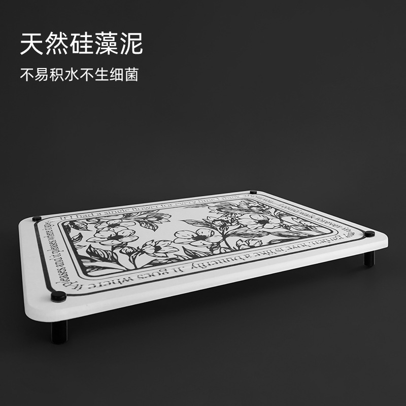 Alfombra de mesa de barro de diatomeas cocina fija-diatomita hogar de secado rápido absorbente estera de aislamiento térmico taza de agua estera de té conjunto periférico
